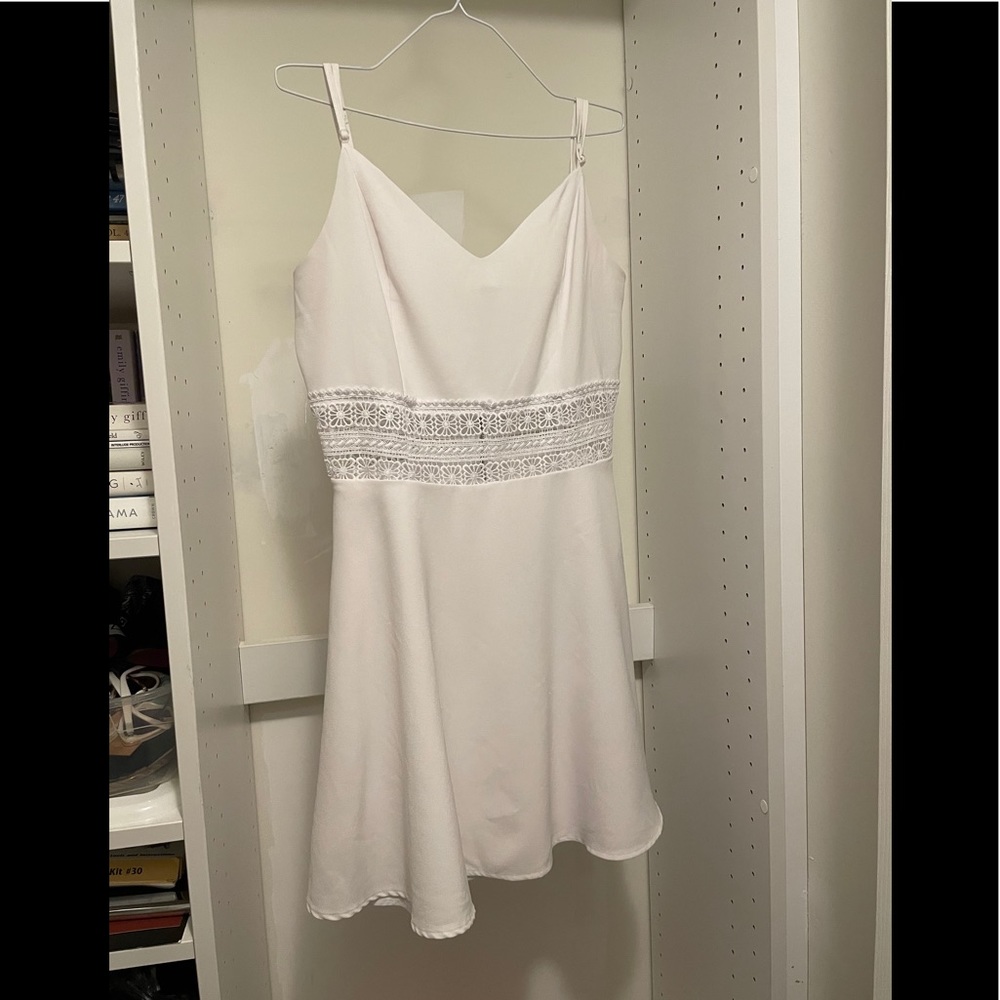 Lace Detailed Skater Dress, white